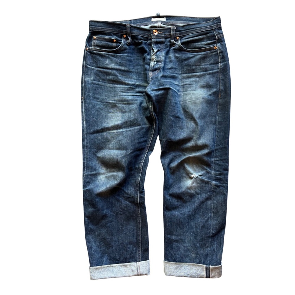 The Unbranded Brand Raw Selvedge Button Fly Tapered Denim Jeans Size 36